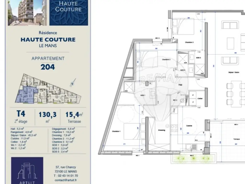 Appartement à vendre le mans 72000 - 3 chambres - MAV65240